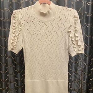 AS IS White Ruffled knit top White House Black Market Brand